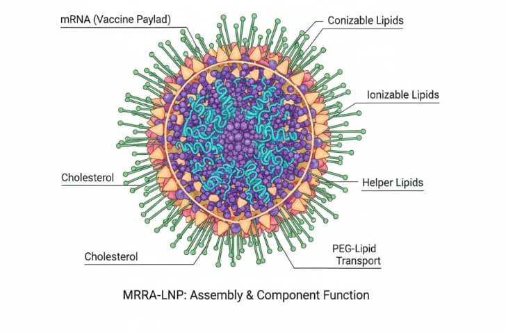 Schematic of mRNA-LNP structural components.