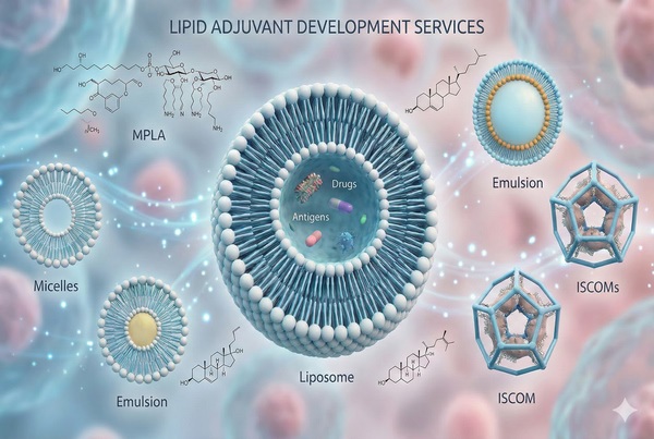 3D illustration of diverse lipid adjuvant structures.
