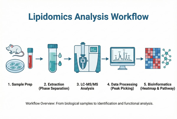 Lipidomics experimental workflow from sample to data analysis.