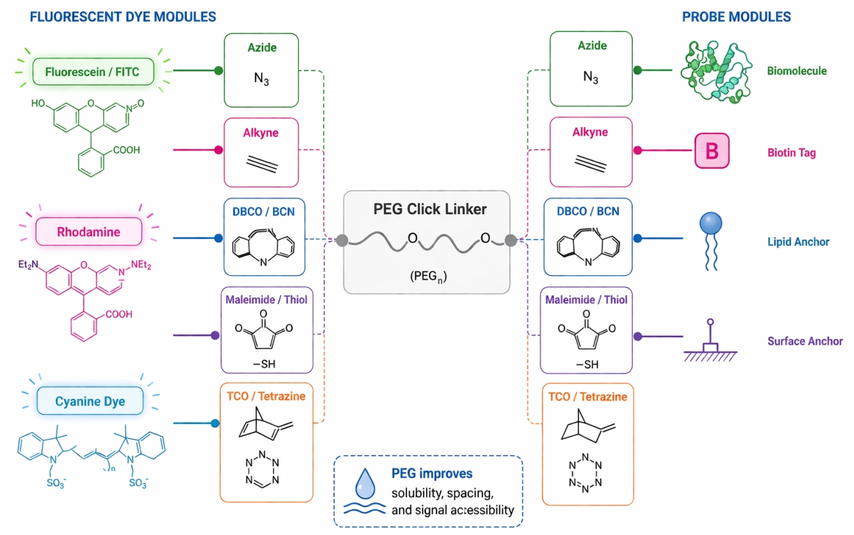Fluorescent Labeling and Probe Construction with PEG Click Chemistry