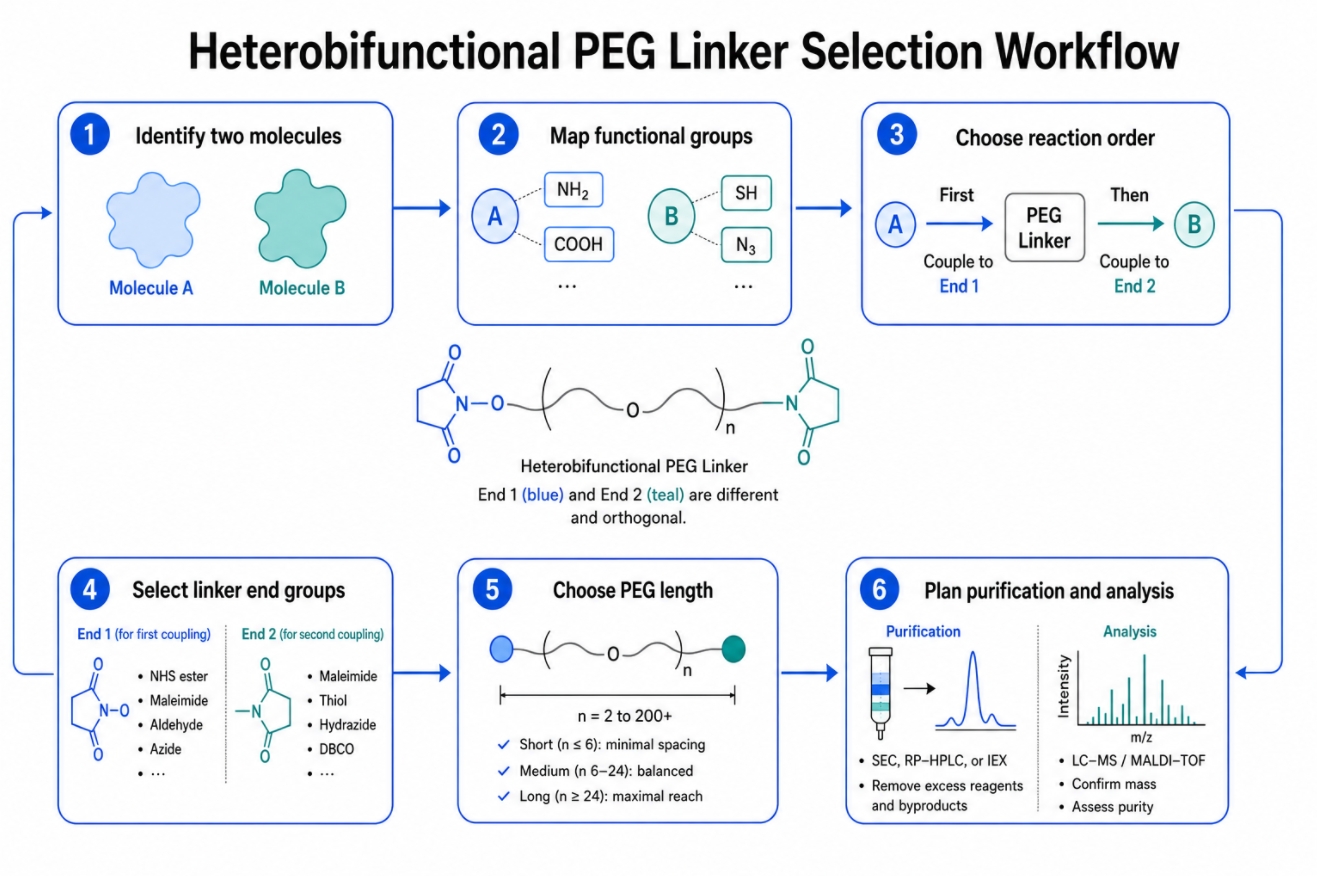 Heterobifunctional PEG Linkers for Controlled Stepwise Bioconjugation