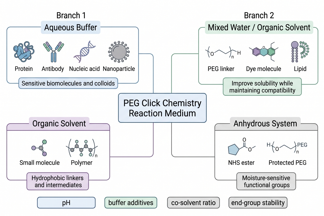 PEG click solvent compatibility
